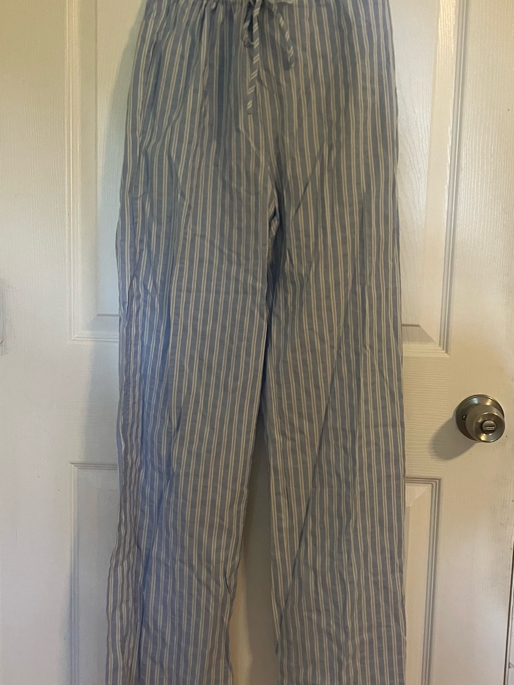 RSQ Women's Light Blue and White Striped Wide Leg Pants
